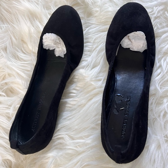 Audrey Brooke Shoes Audrey Brooke Black Suede Leather Ballerina Ballet Flats Hidden Wedge